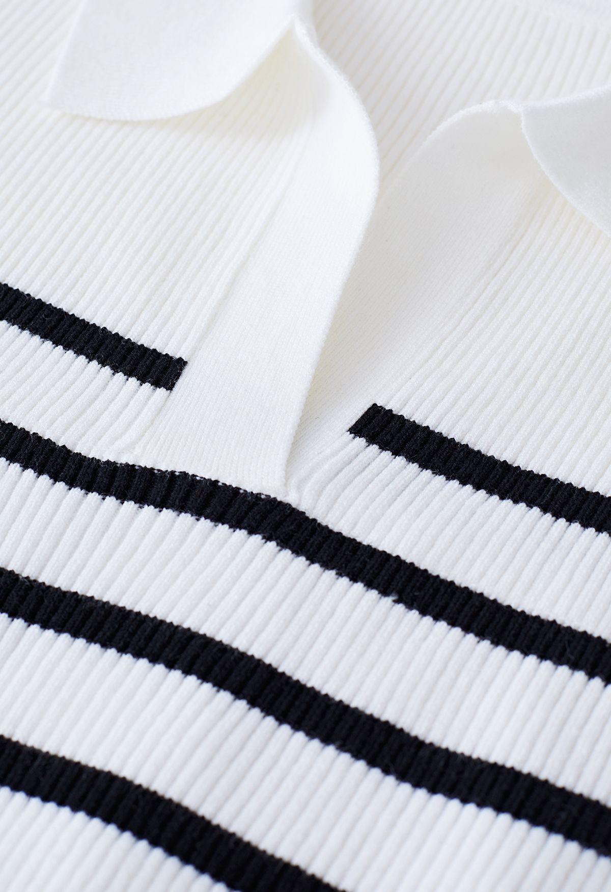 Stripe Knit Spliced Hi-Lo Shirt in White