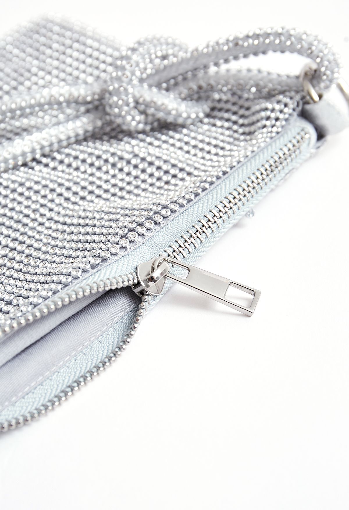 Full Diamond Double String Shoulder Bag in Silver
