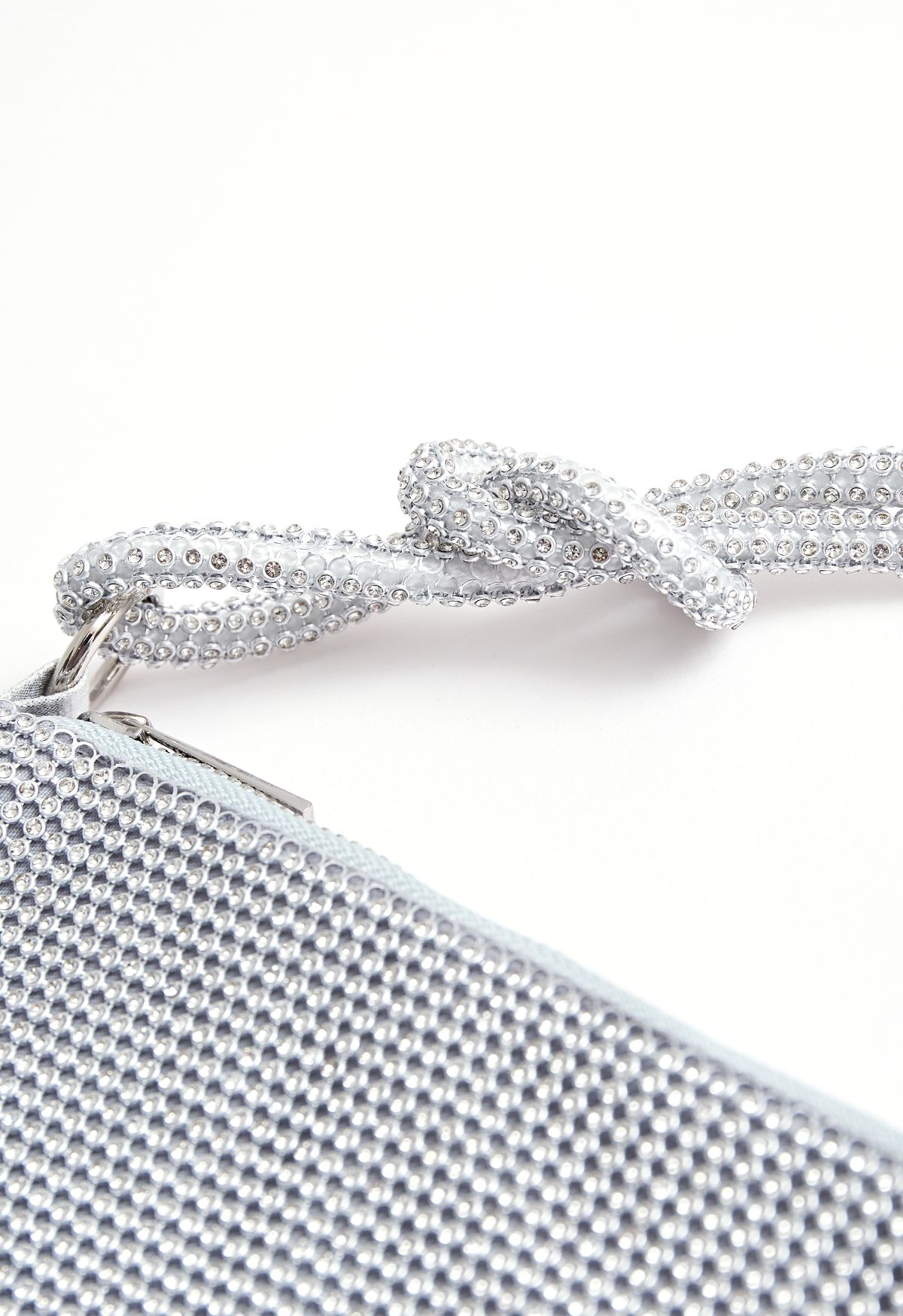 Full Diamond Double String Shoulder Bag in Silver
