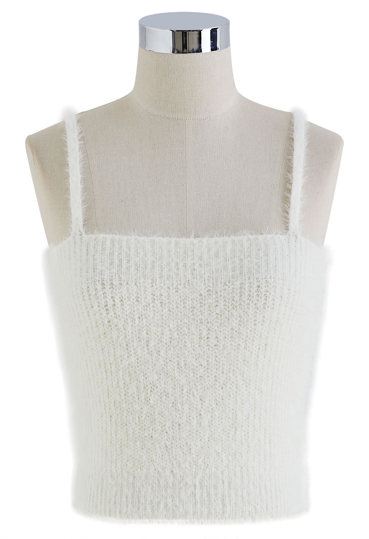 Extra Soft Fuzzy Knit Cami Top and Cardigan Set in Cream