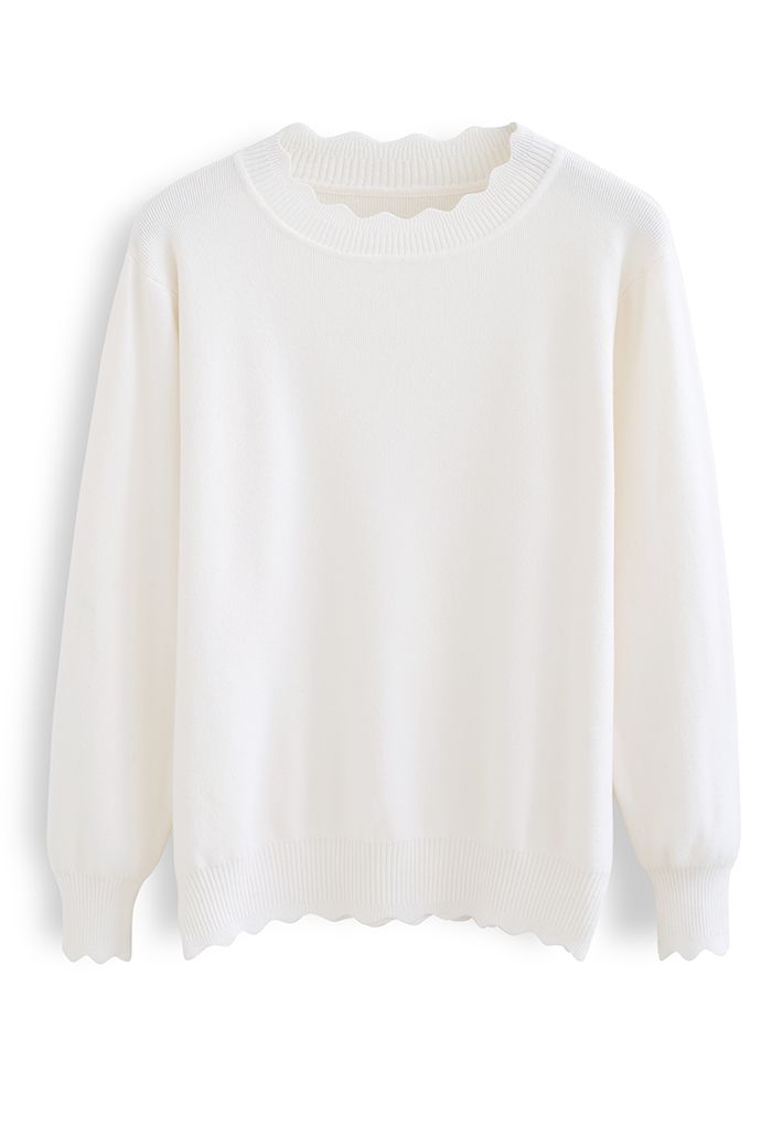 Ribbed Fuzzy Soft Knit Sweater in Cream