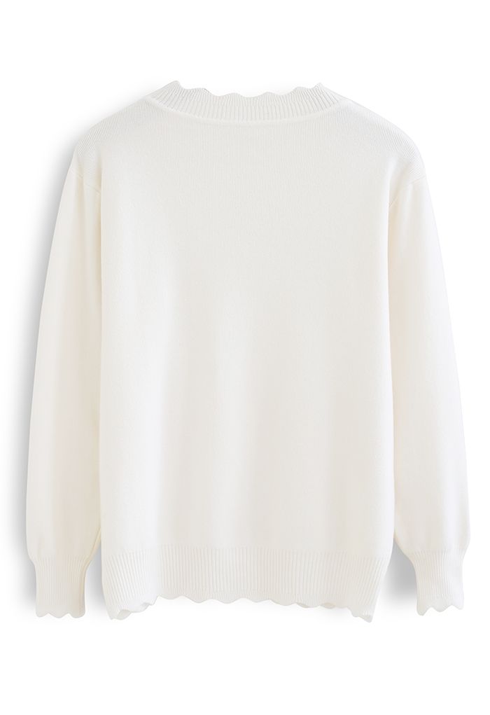 Ribbed Fuzzy Soft Knit Sweater in Cream