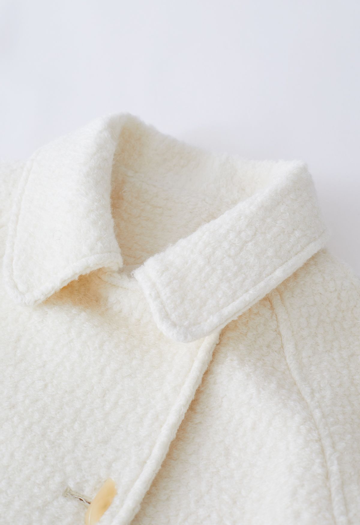Flap Pocket Wool-Blend Coat in Cream