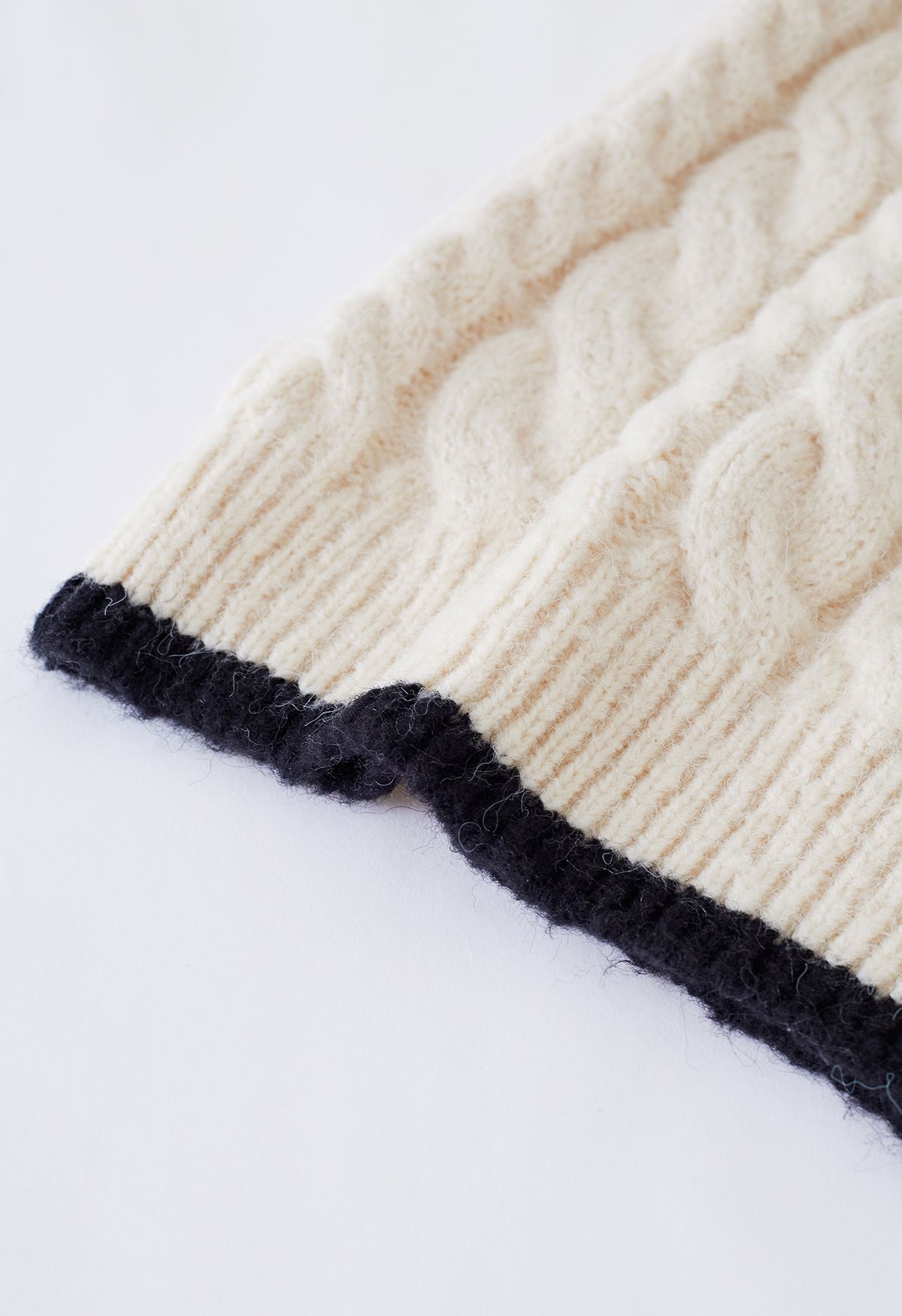 Contrast Edge Cable Knit Longline Sweater