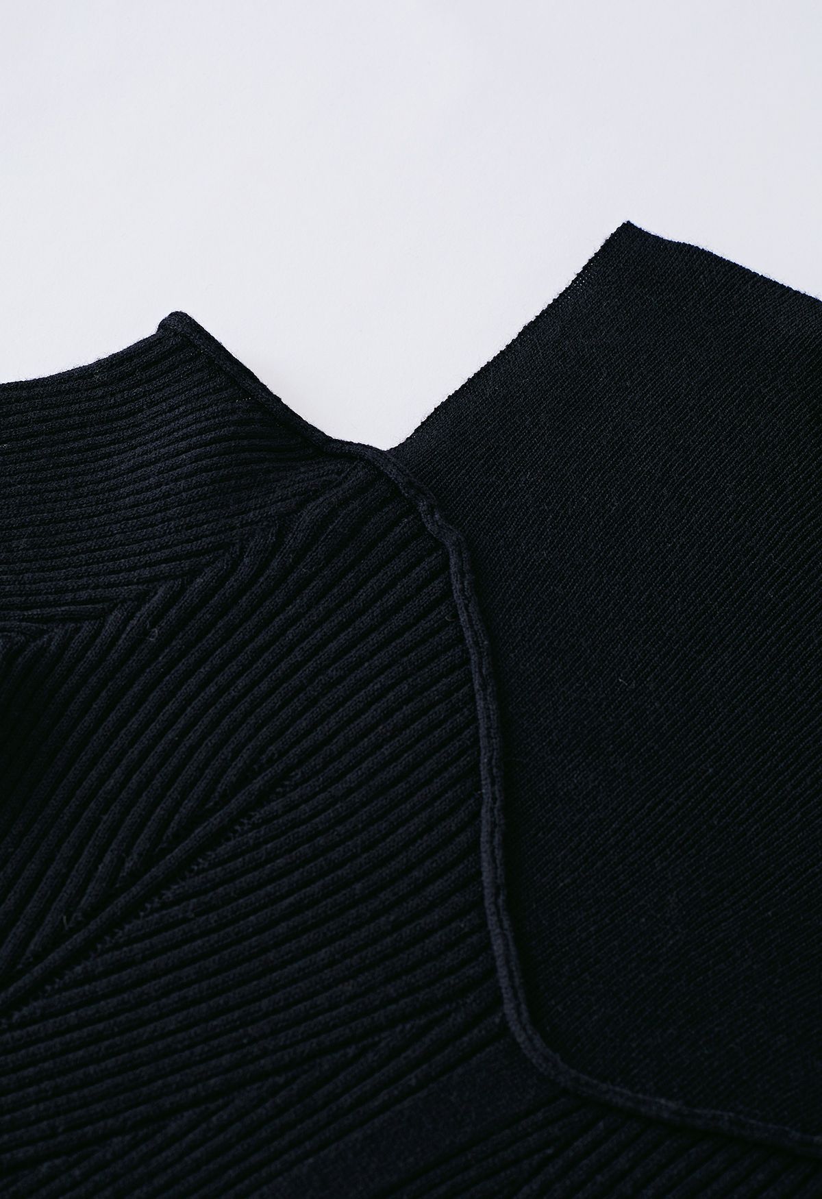 Cold-Shoulder Mock Neck Knit Top in Black