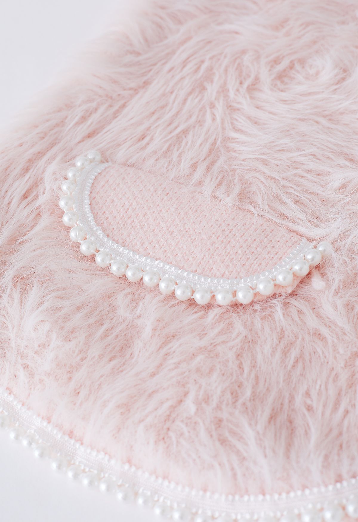 Pearly Faux Fur Knit Cardigan in Pink