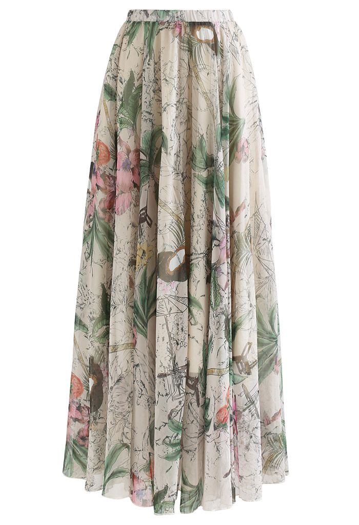 Spring Vibe Watercolor Maxi Skirt