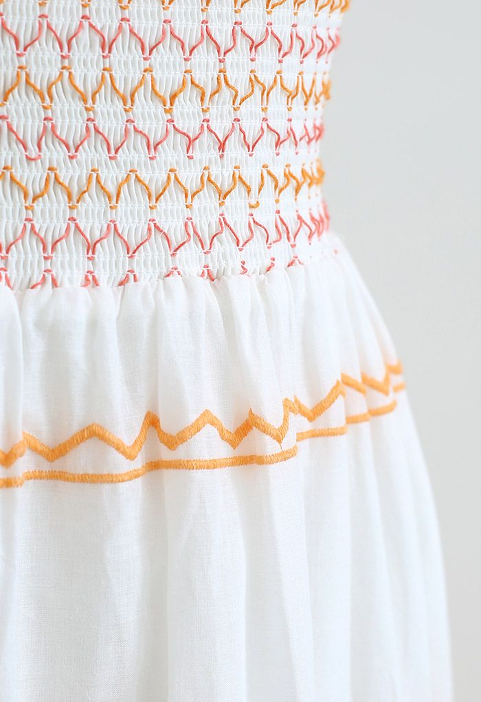 Beach Vacay Diamond Embroidery Frilling Cami Dress