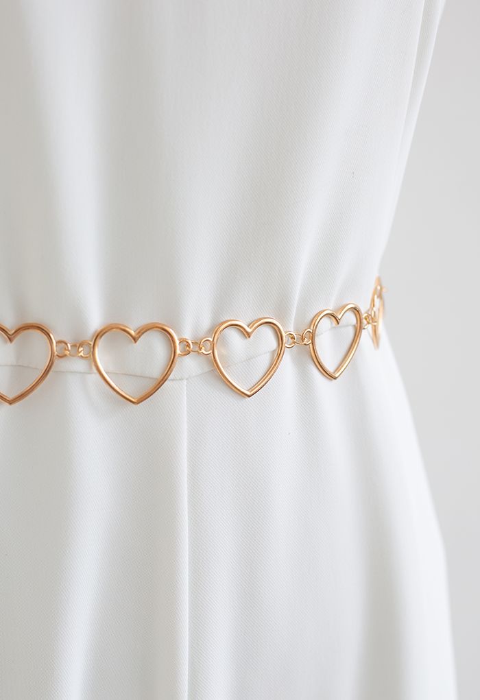 Golden Heart Shape Metal Chain Belt