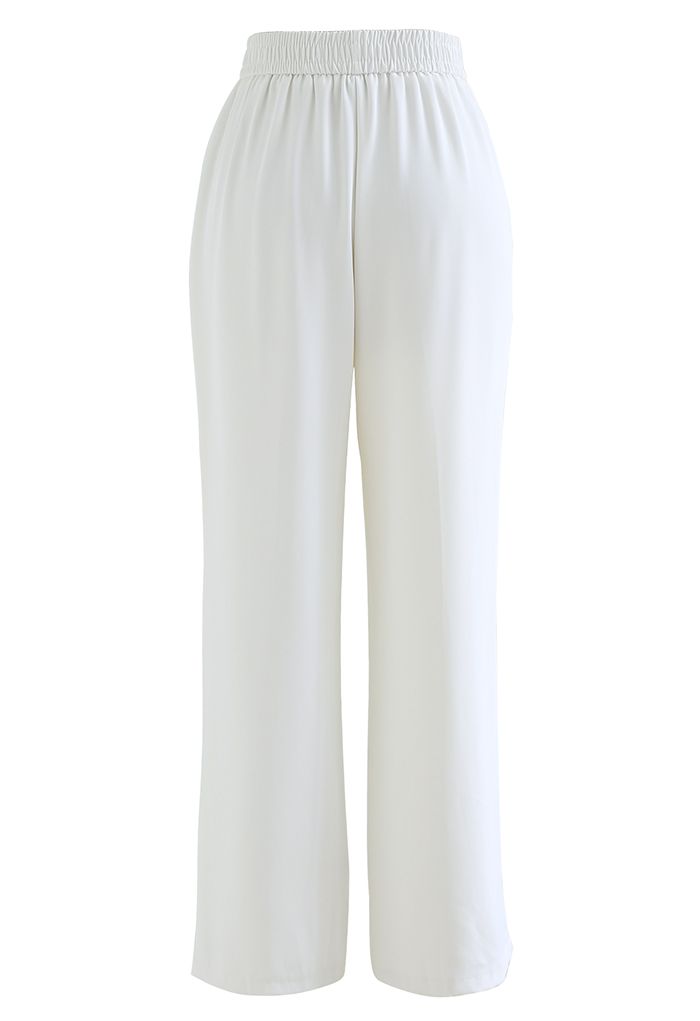 Triple Seams Straight Leg Pockets Pants in White