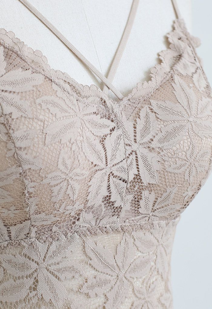 Blossom Lace Cami Bustier Top in Nude Pink
