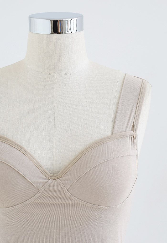 Solid Color Bustier Tank Top in Taupe