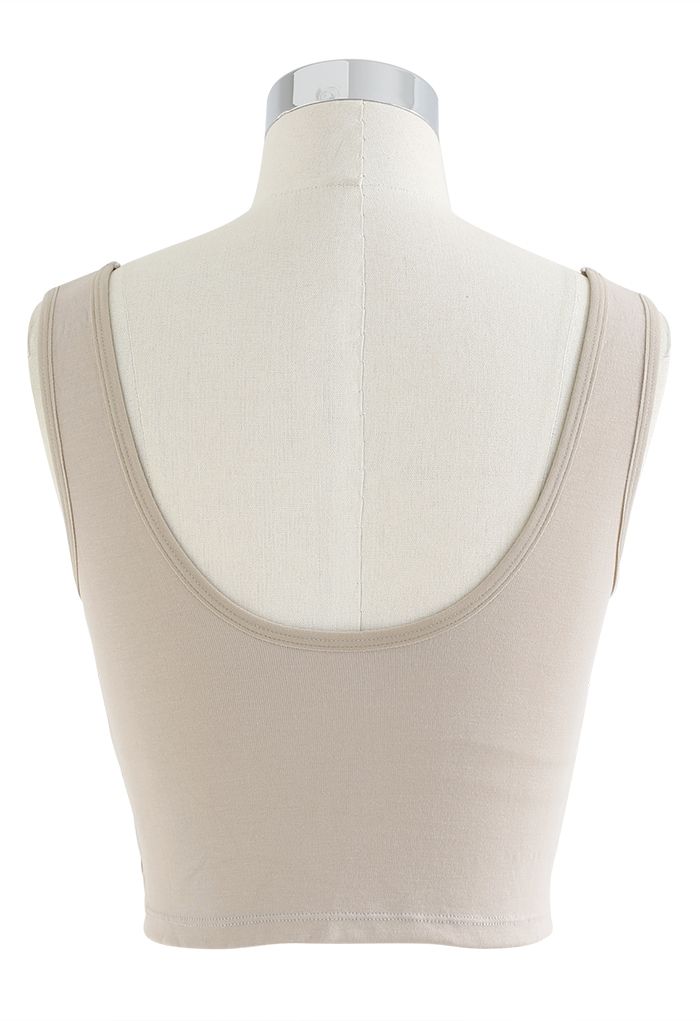 Solid Color Bustier Tank Top in Taupe