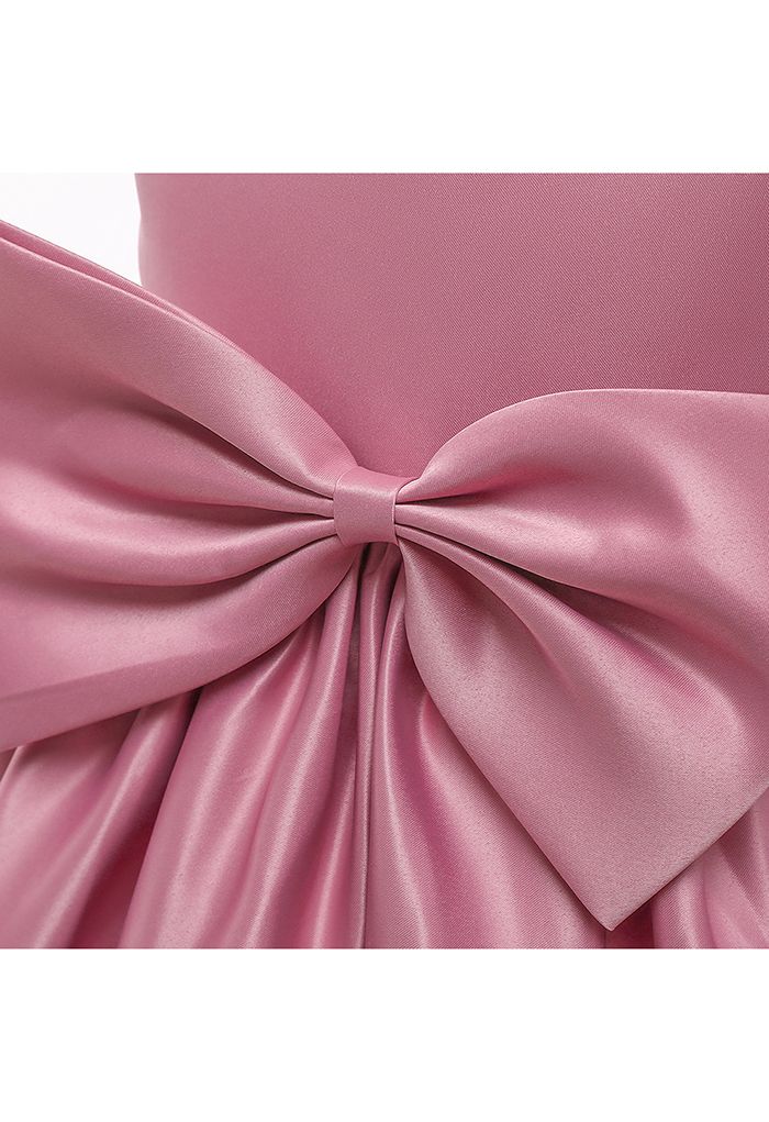 Big Bow Back Sleeveless Princess Dress in Pink For Kids