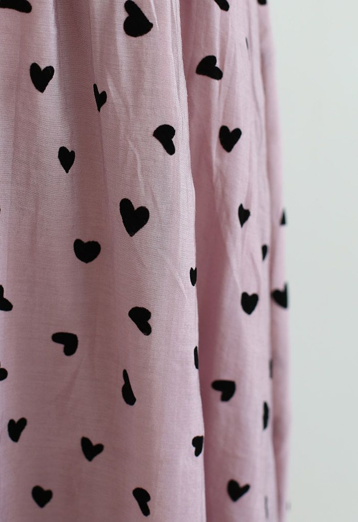 Little Velvet Heart Midi Skirt in Dusty Pink