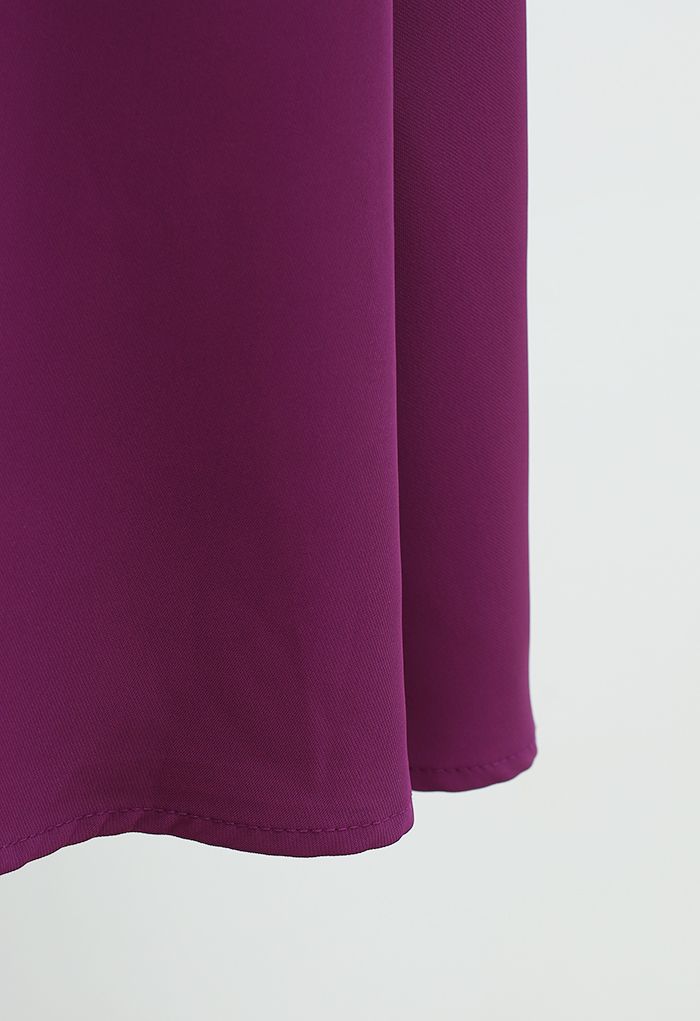 Neat Design Side Pocket Flare Midi Skirt in Magenta