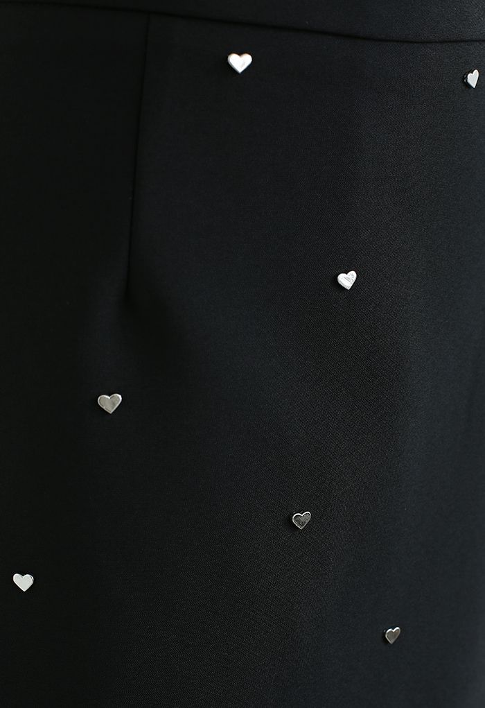 Heart Stud-Embellished Mini Bud Skirt in Black