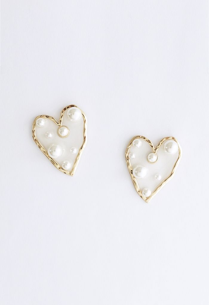 Pearl Trimmed Heart Earrings