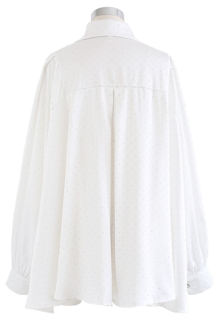 Sequins Embellished Flare Hem Oversized Shirt in White
