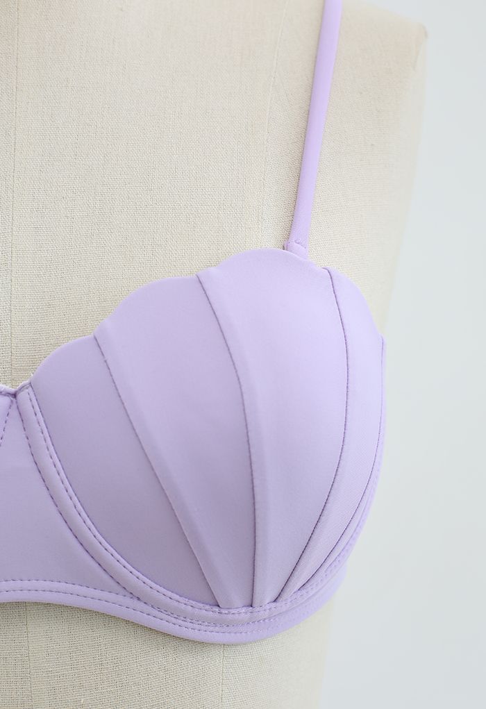 Seashell Shaped Drawstring Bikini Set in Lilac