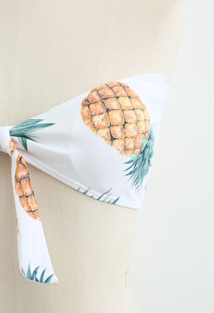 Pineapple Print Strapless Bikini Set