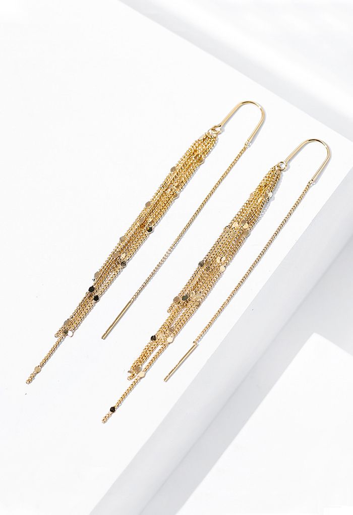 Dazzling Golden Tassel Drop Earrings
