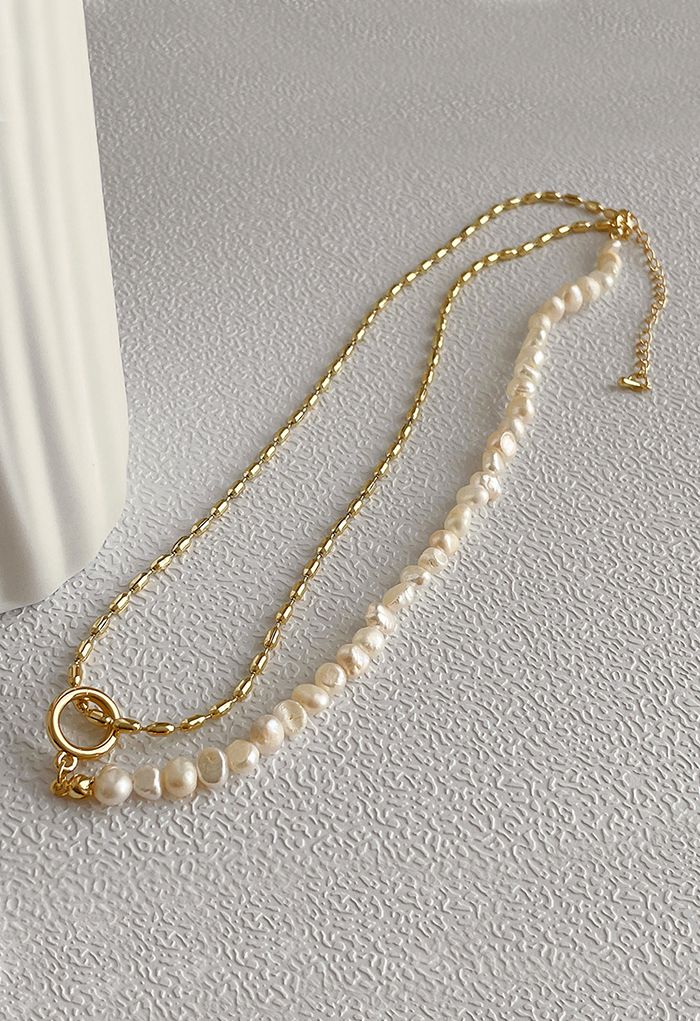 Retro Golden Freshwater Pearl Necklace