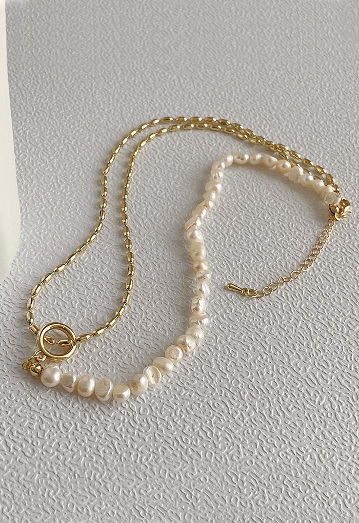 Retro Golden Freshwater Pearl Necklace