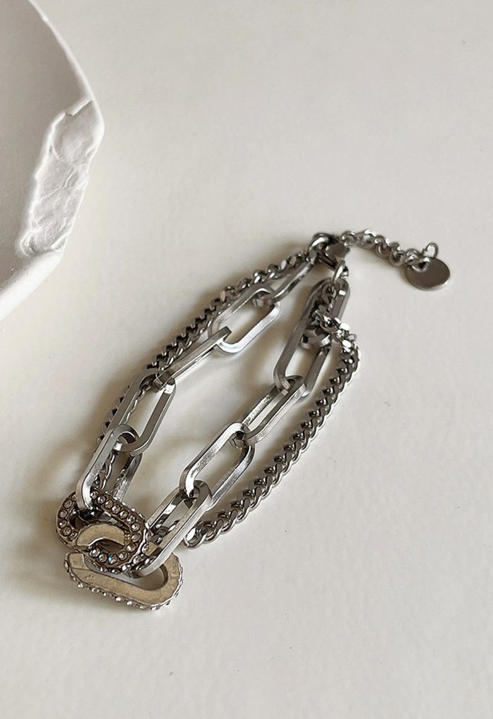 Zircon Embellished Stainless Steel Bracelet