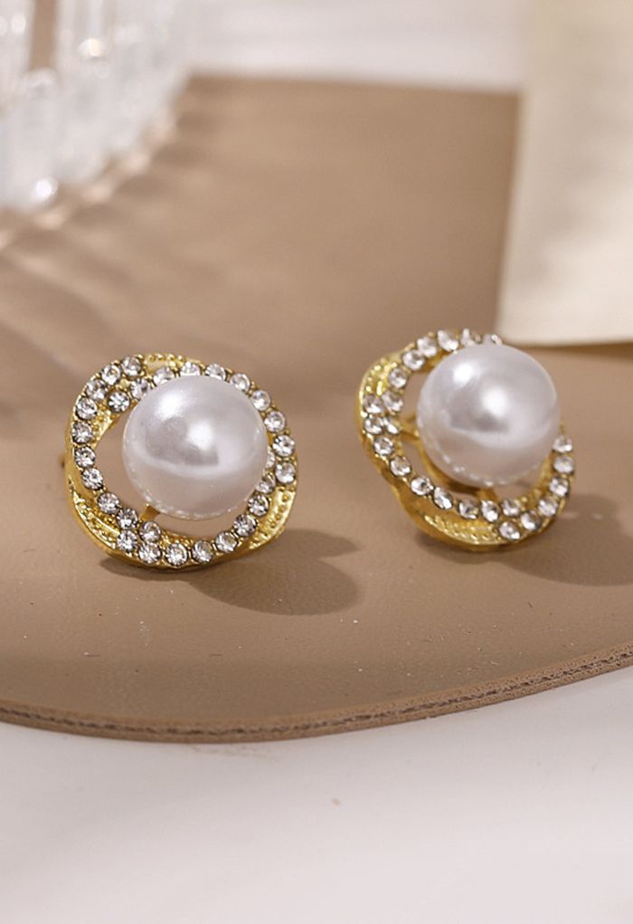 Spiral Shape Single Pearl Earrings