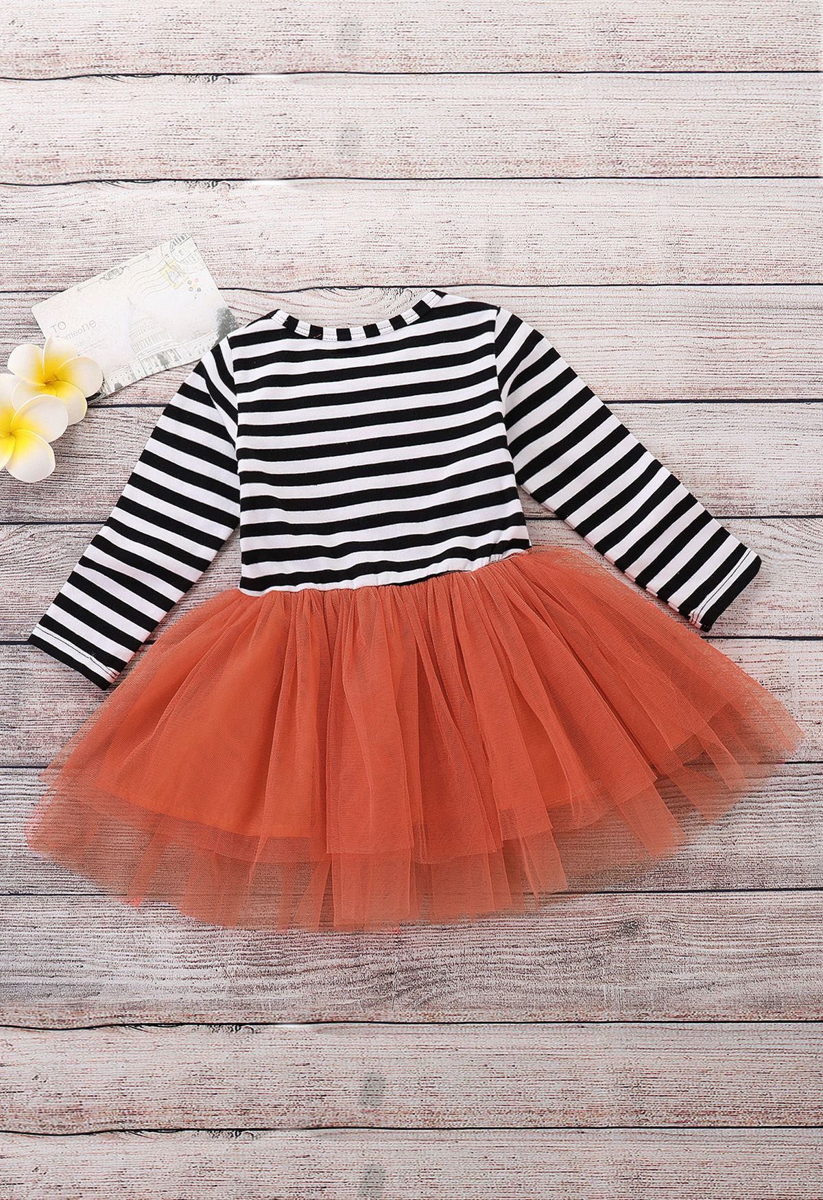 Baby Girls Pumpkin Patch Striped Tulle Dress