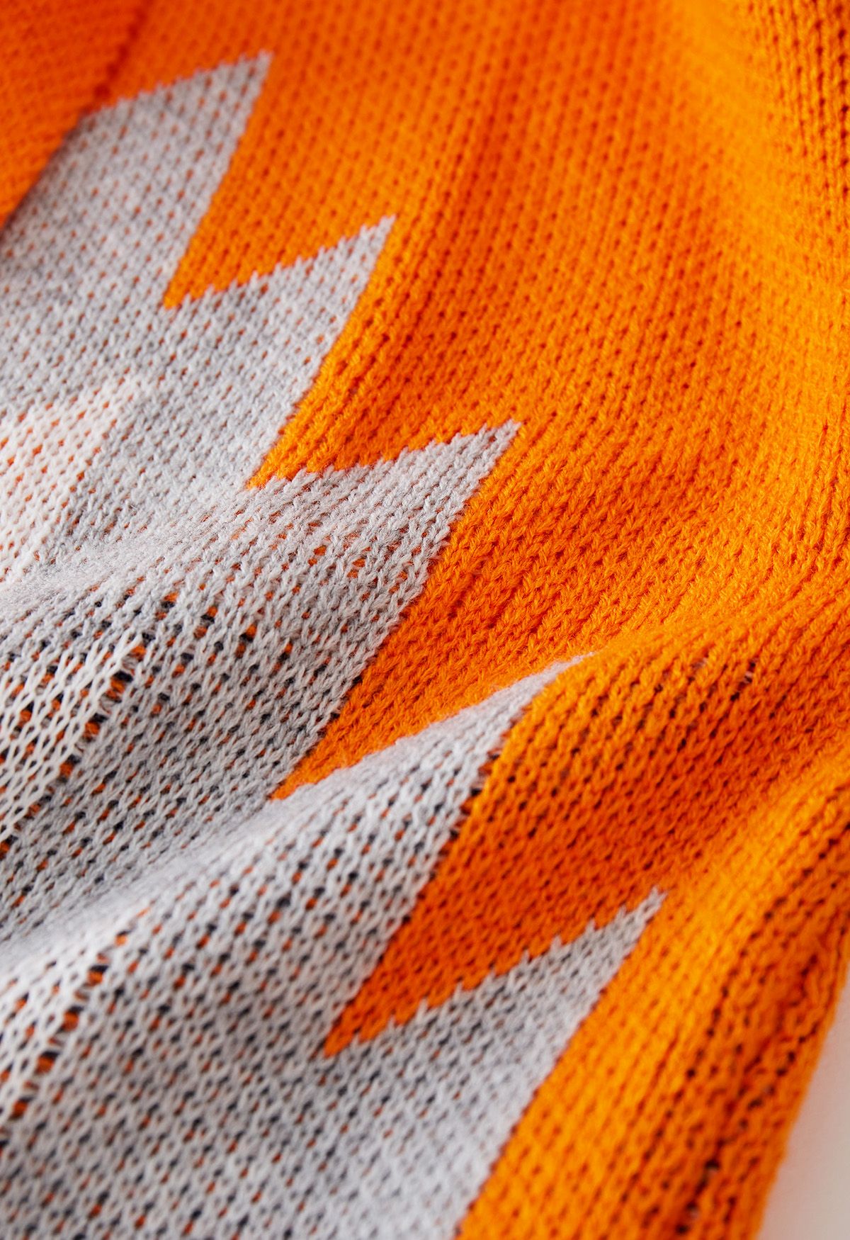 Retro Geometric Pattern Open Front Longline Knit Cardigan
