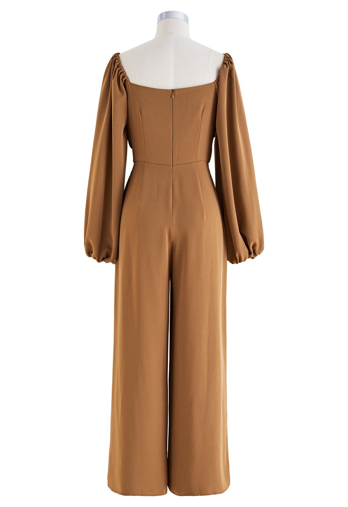 Twisted Front High Waist Jumpsuit in Caramel
