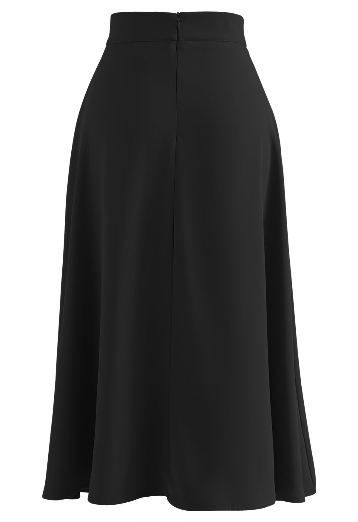 Classy Pearl Trim Flare Midi Skirt in Black