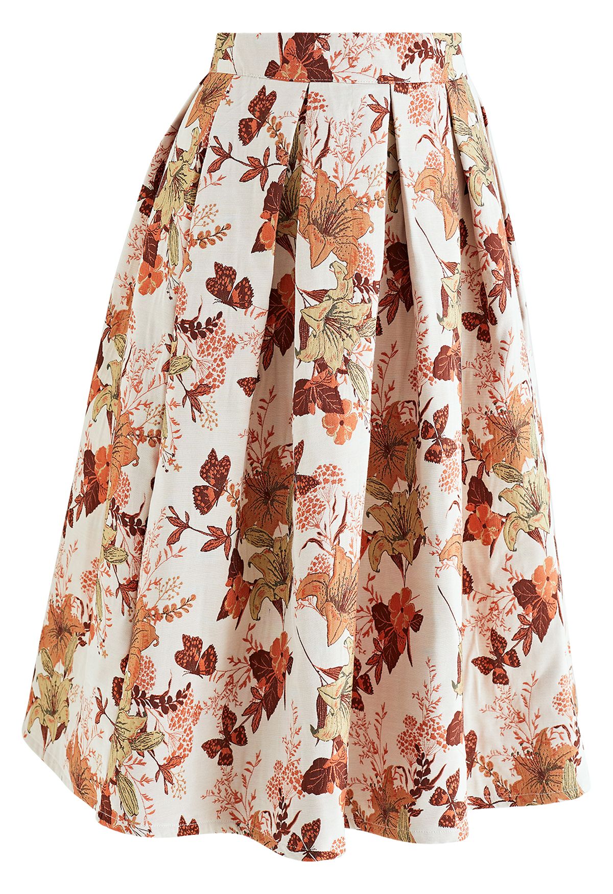 Lily Butterfly Jacquard Pleated Midi Skirt