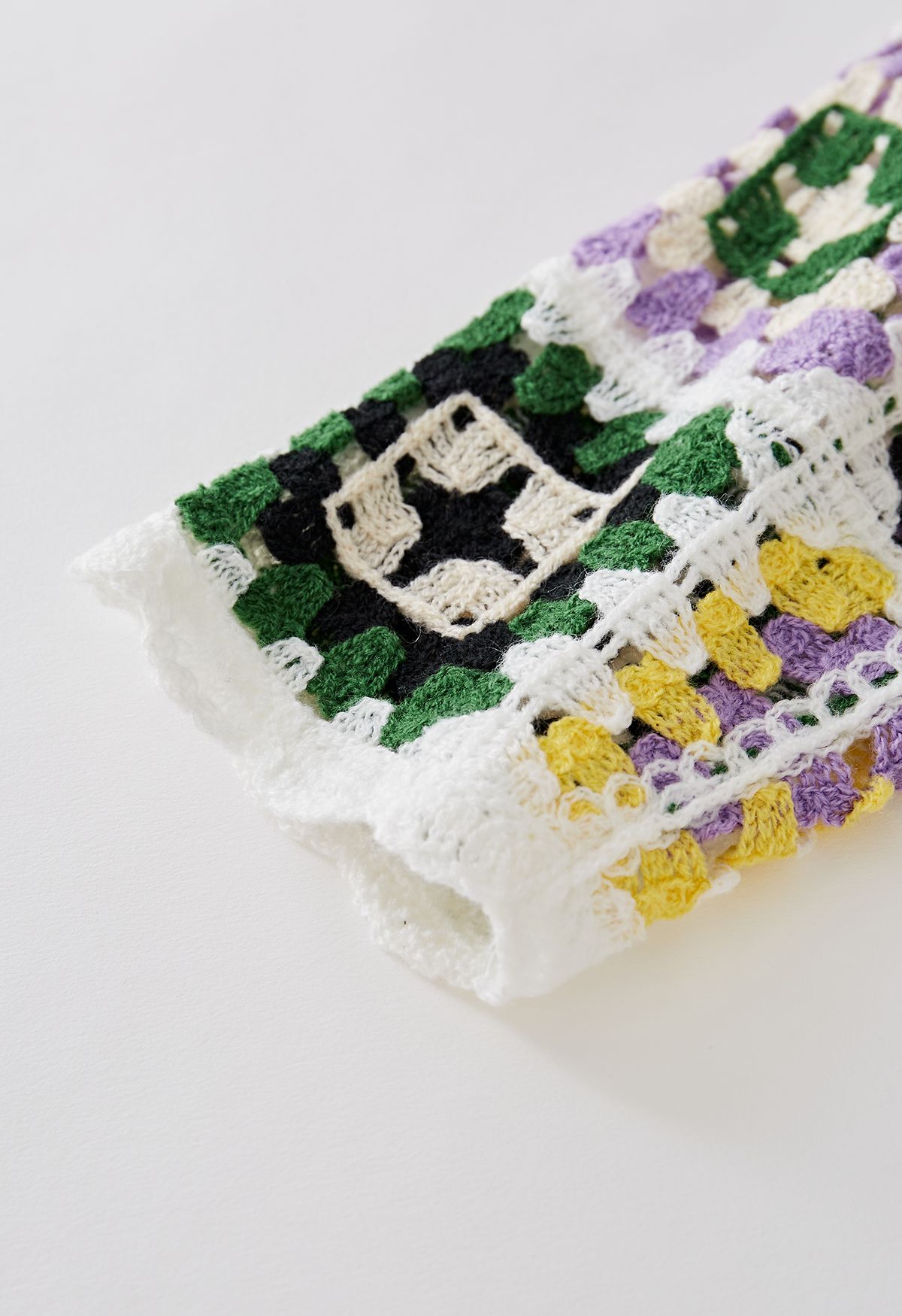 Granny Square Crochet Crop Cardigan in Green