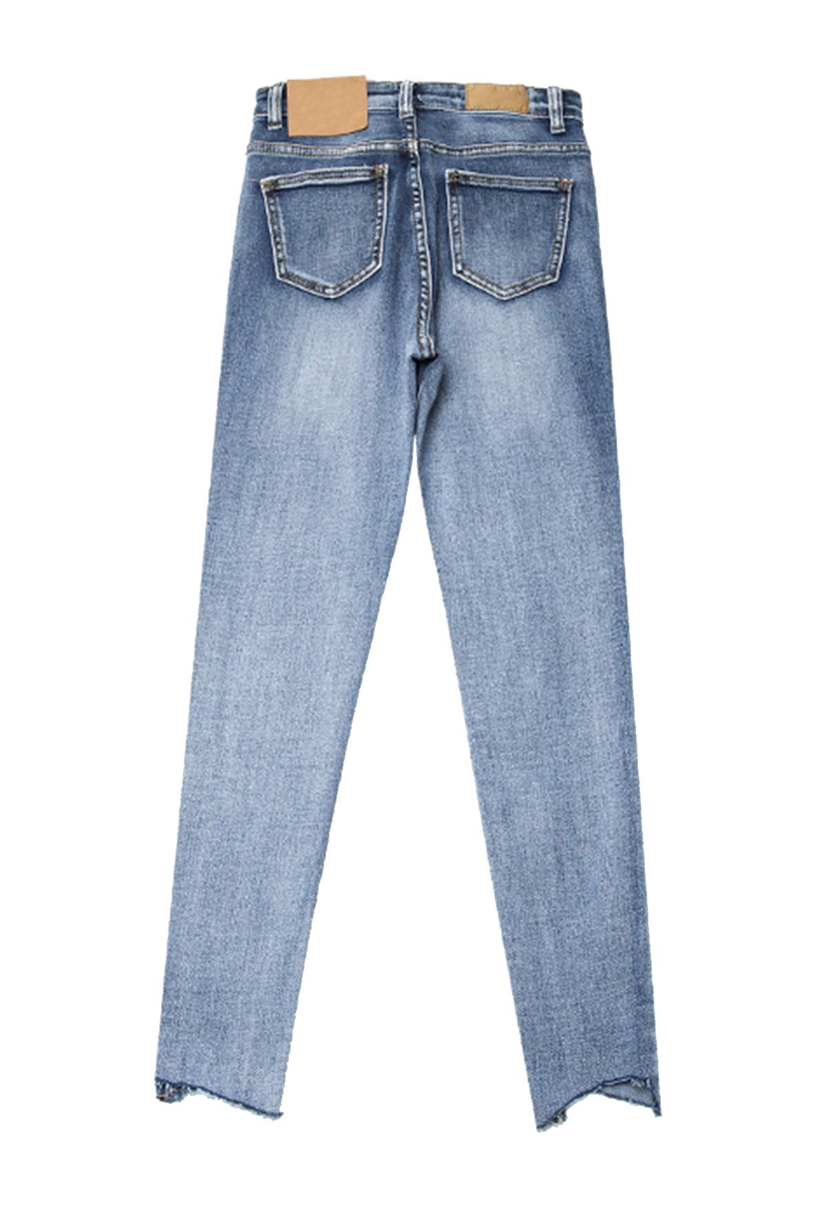 Irregular Raw Hem Distressed Cropped Jeans