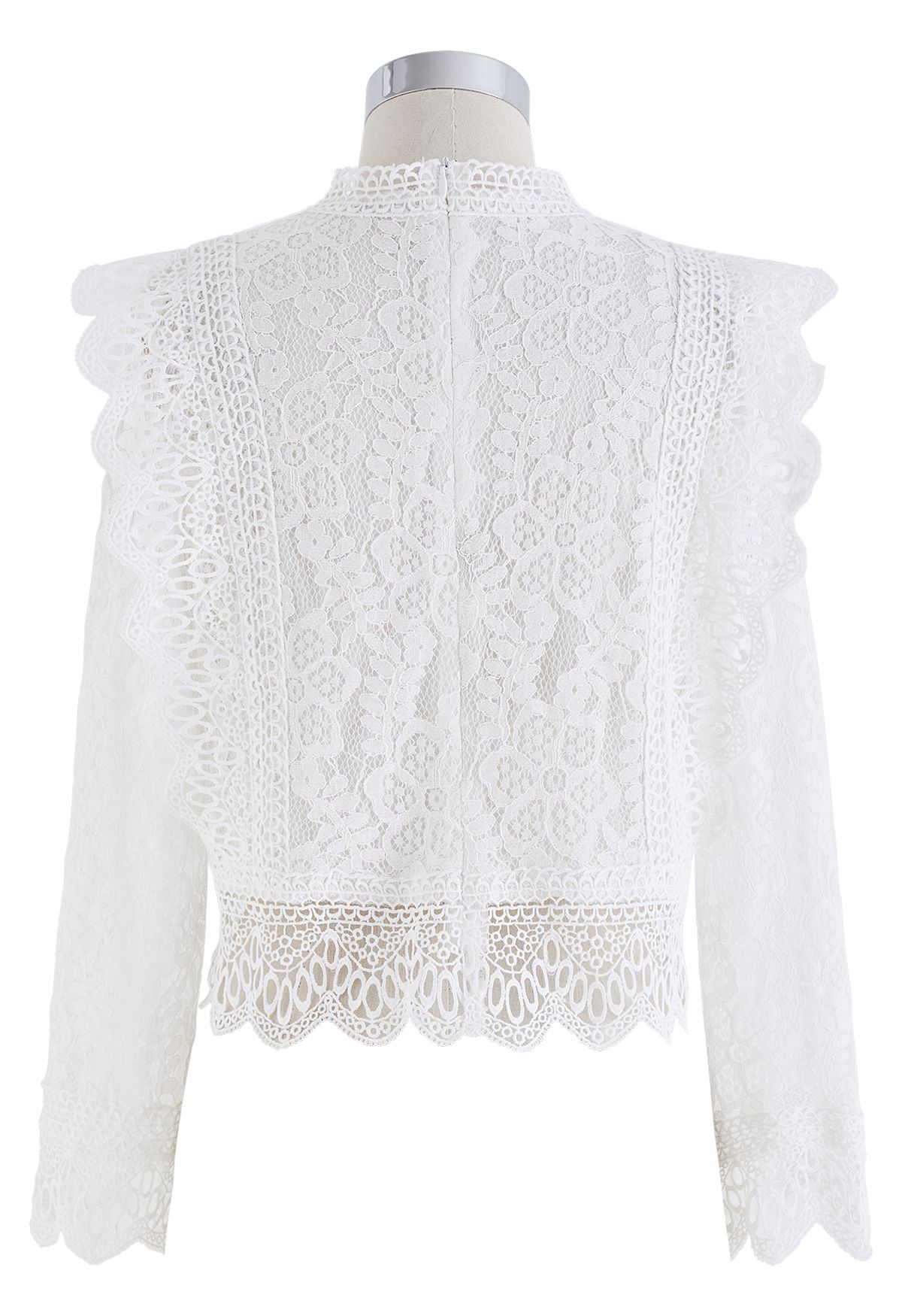 Your Sassy Start Long Sleeve Crochet Lace Top in White