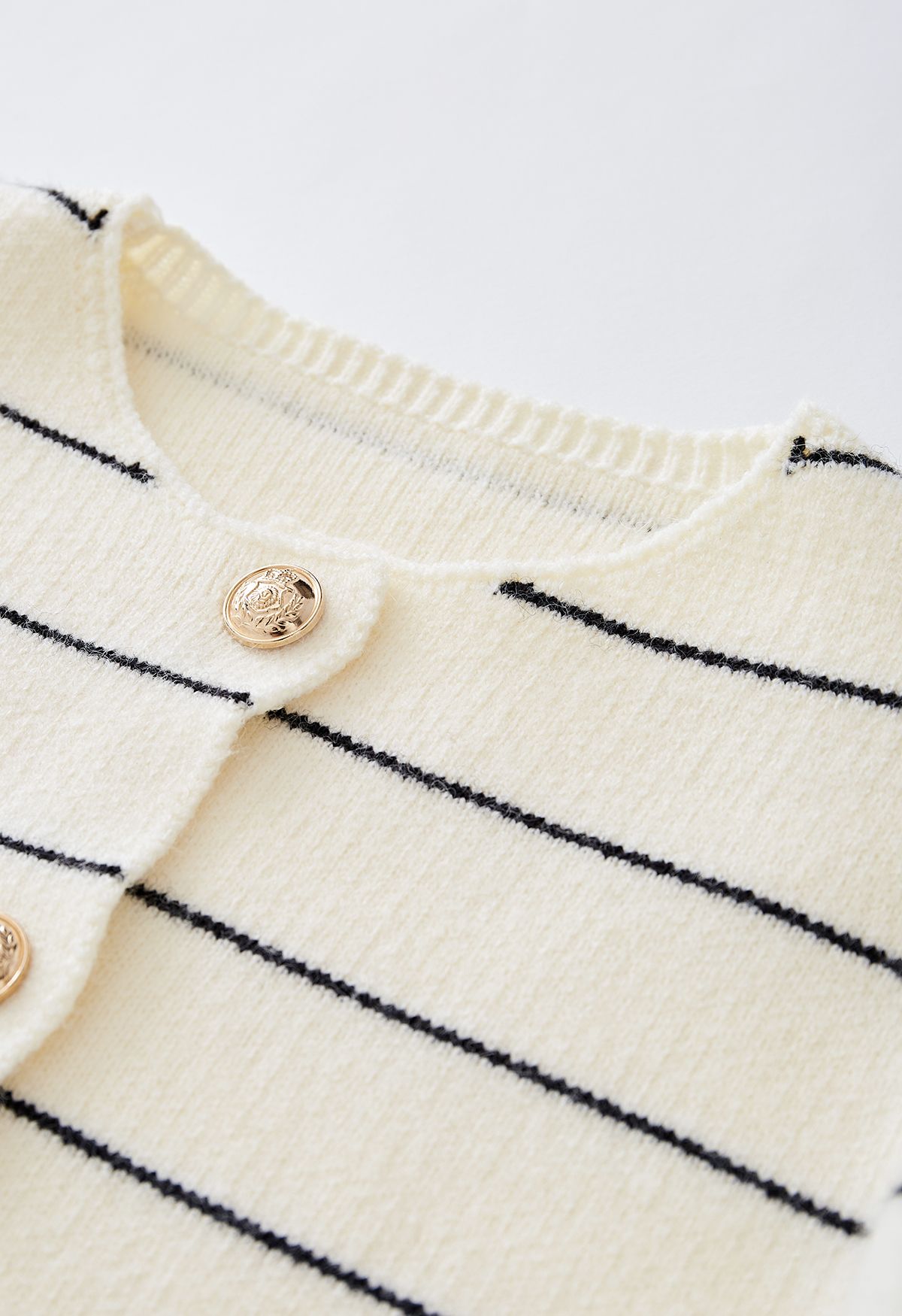 Contrast Stripes Button Down Cardigan in Ivory