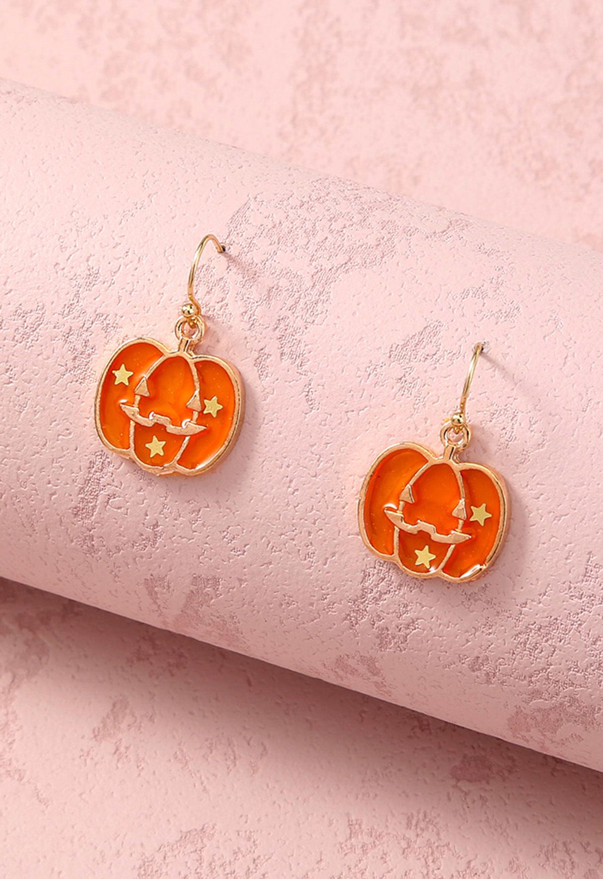 Starry Embellished Pumpkin Earrings
