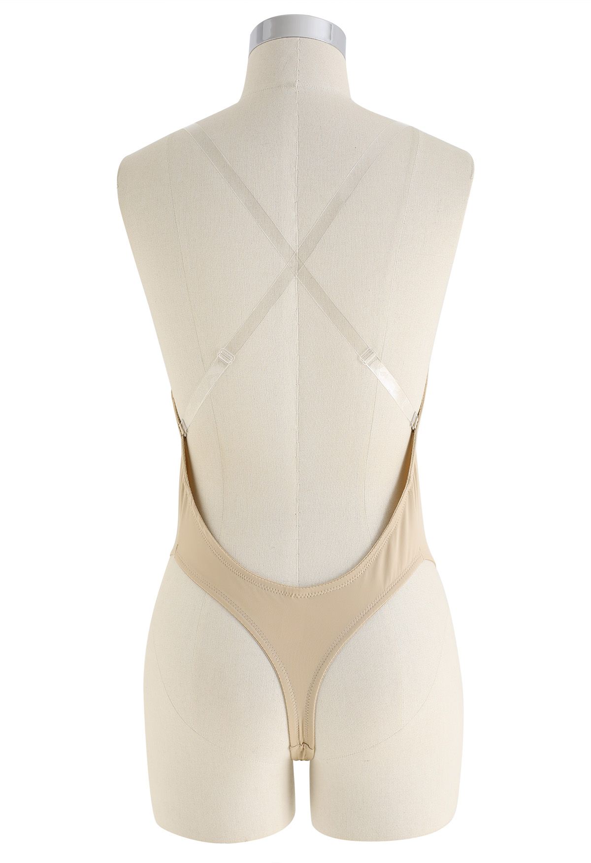 Cutout Front Low Back Underwire Bodysuit in Cream