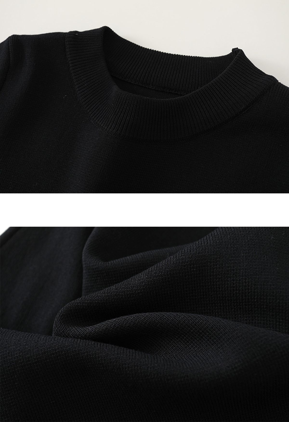 Contrast Line Split Hem Long Sleeve Knit Midi Dress