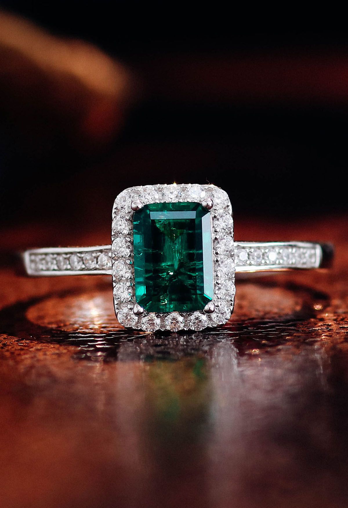 Emerald Gem Channel Set Diamond Ring