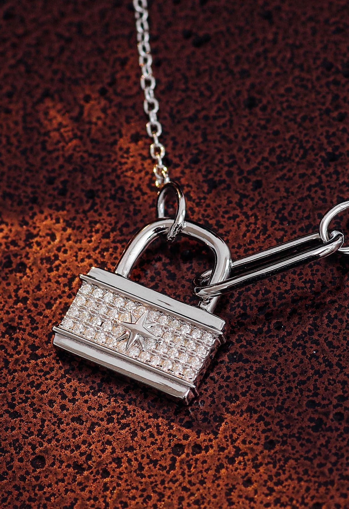 Star Lock Moissanite Diamond Necklace
