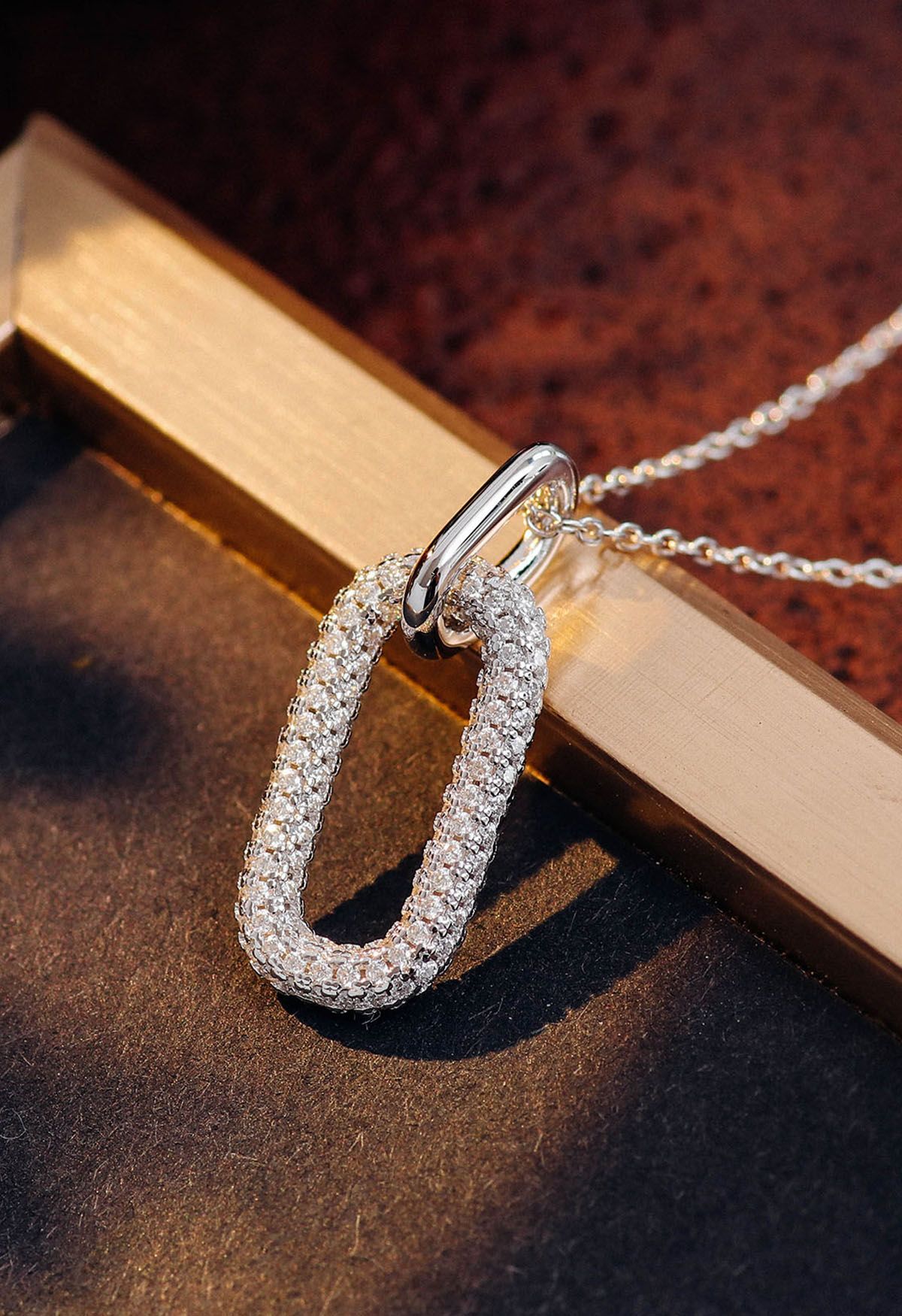Rectangle Full Moissanite Diamond Necklace