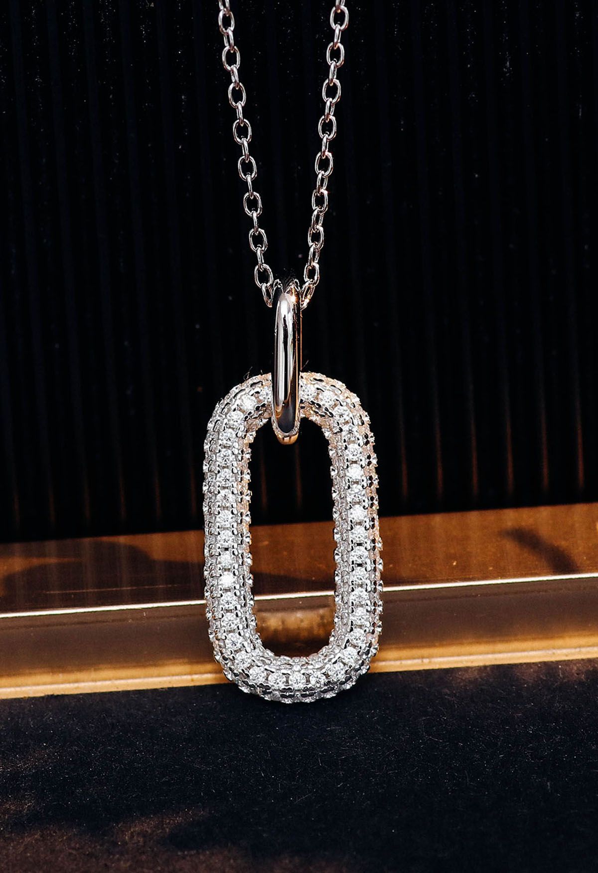 Rectangle Full Moissanite Diamond Necklace