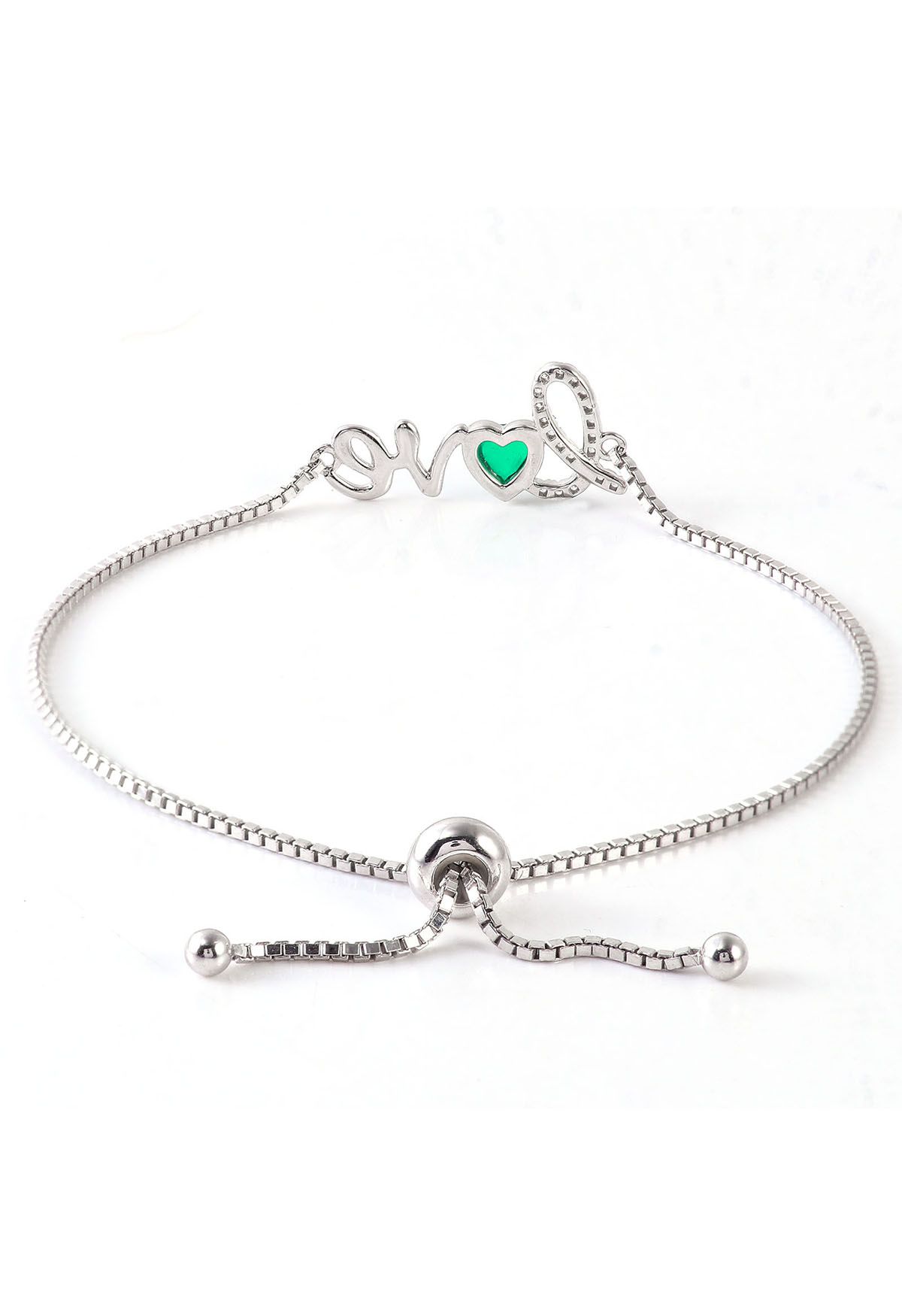 Love Sign Heart Shape Emerald Bracelet