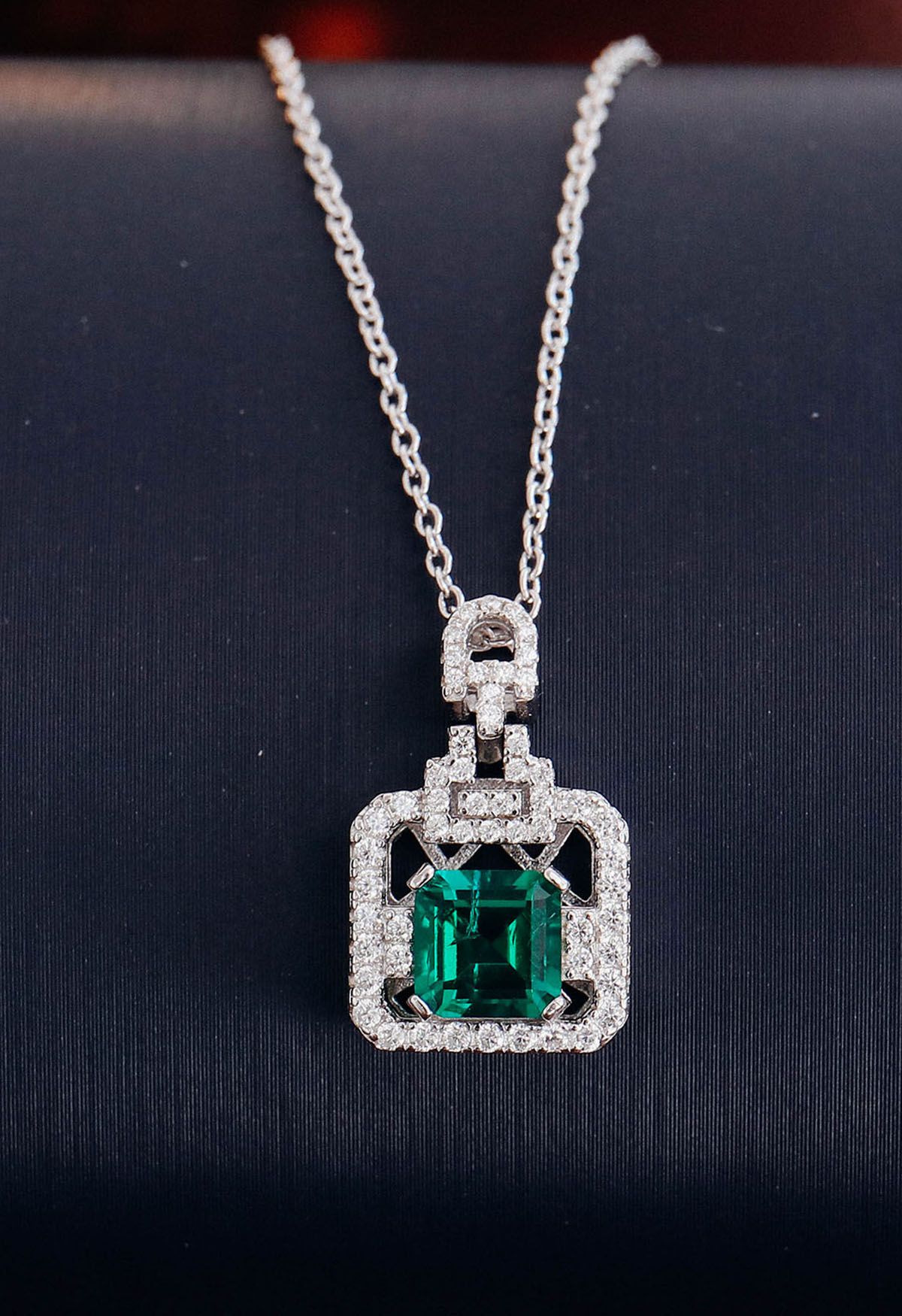 Asscher Cut Emerald Gem Necklace