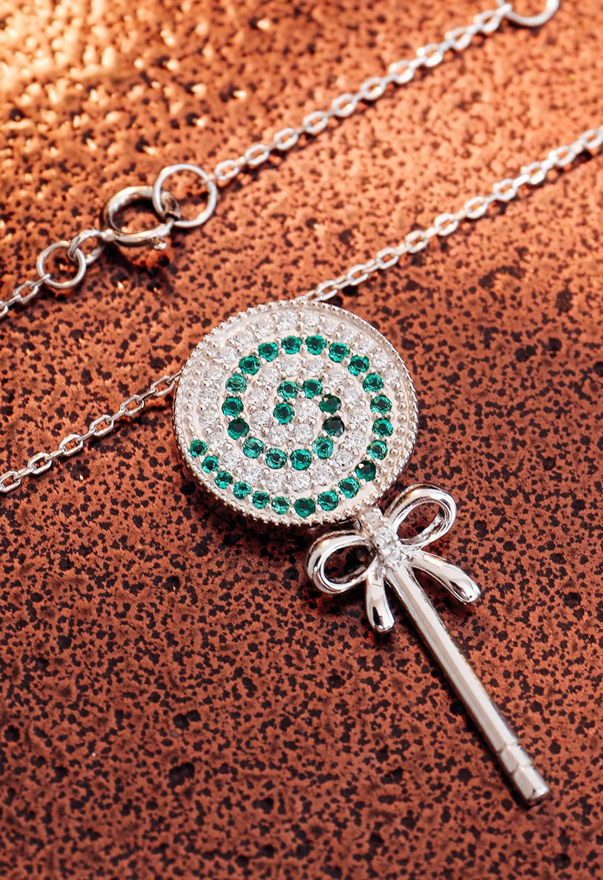 Lollipop Pendant Emerald Gem Necklace