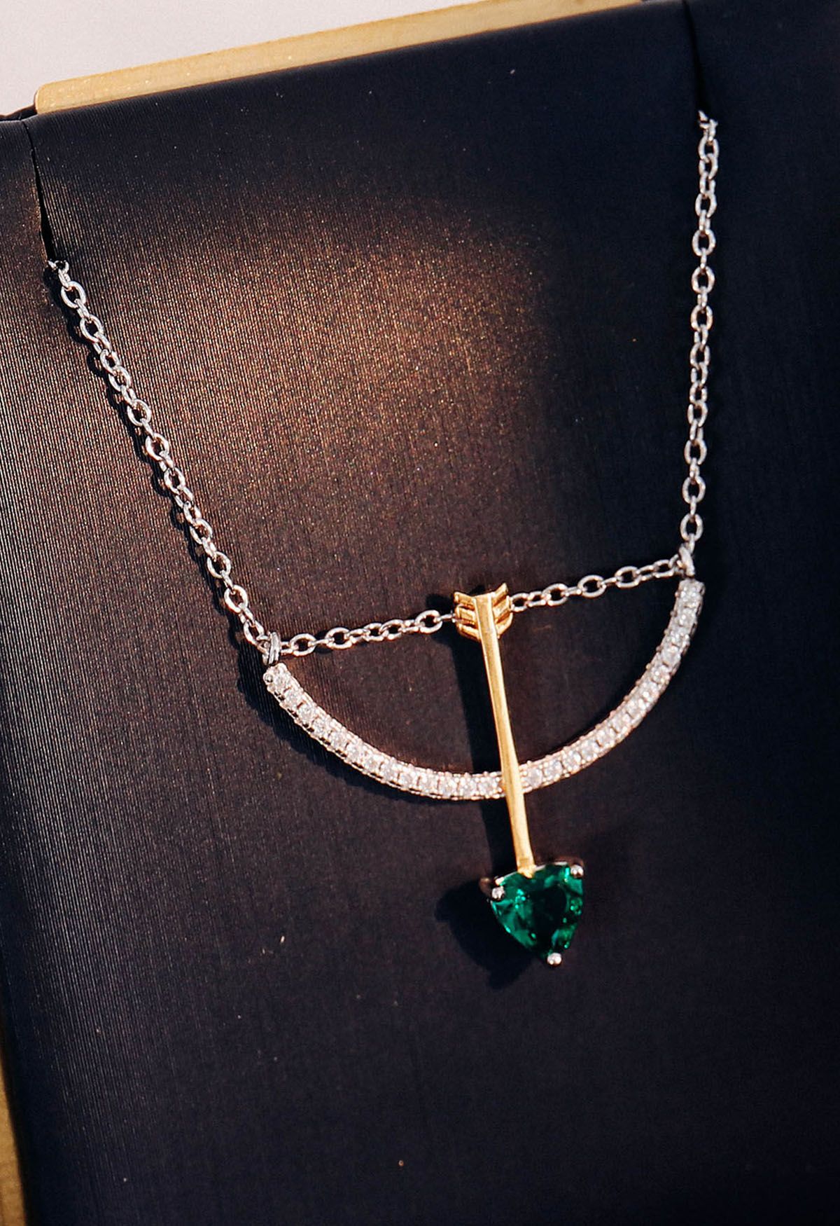 Cupid Arrow Emerald Gem Necklace